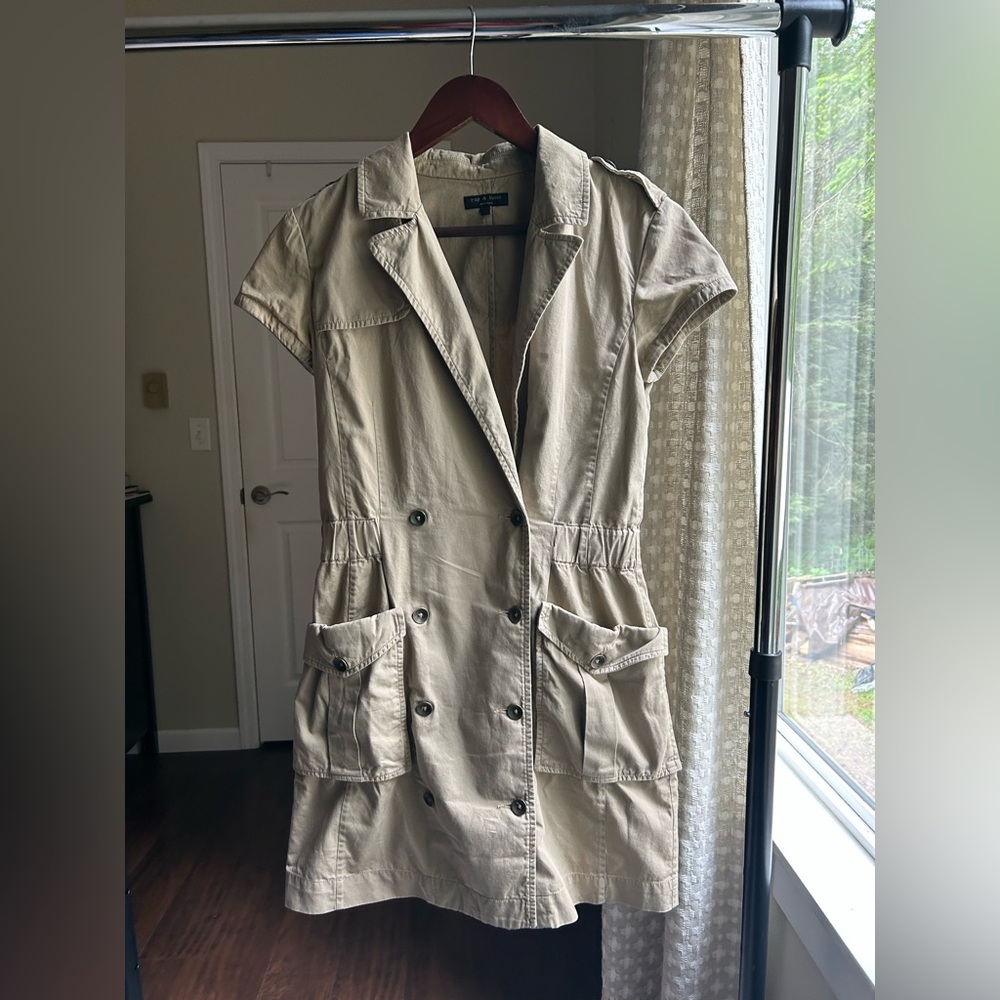 Anthropologie Rag & Bone Khaki Cargo Utility Dress - Picture 2 of 4